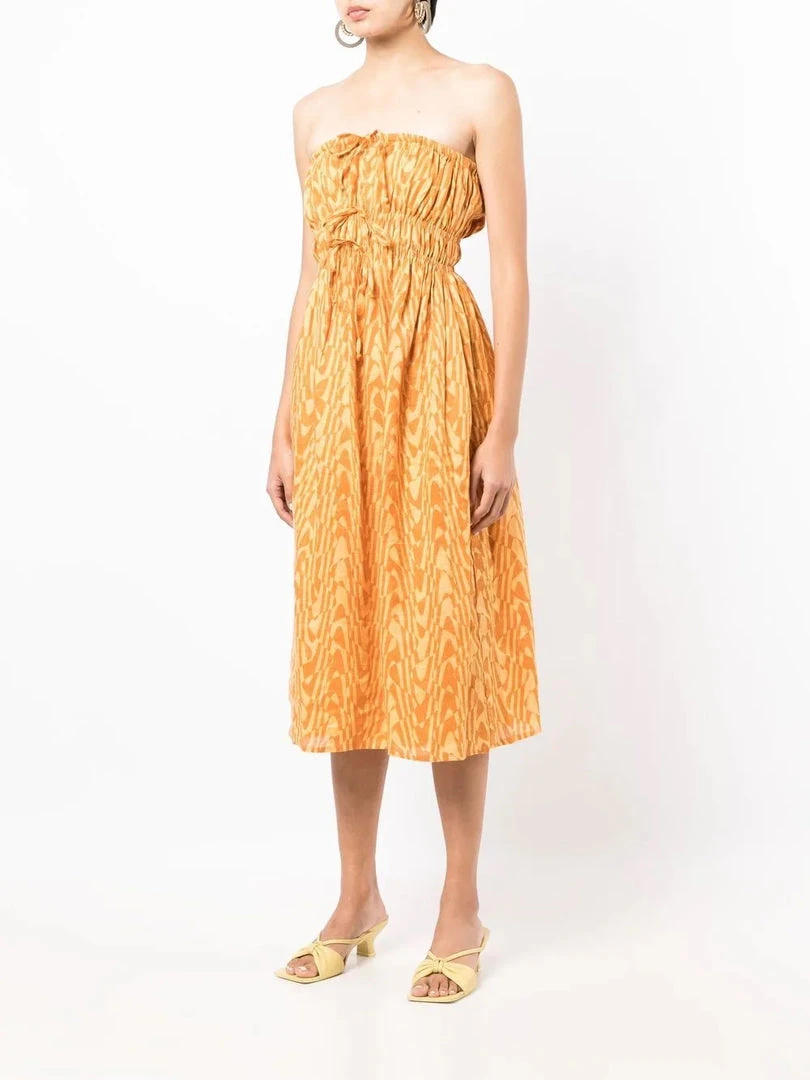 Faithfull The Brand Yellow Printed 'Contessa' Midi Dress Clothing 5 Faithfull The Brand Yellow Printed 'Contessa' Midi Dress Clothing