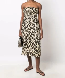 Faithfull The Brand Black And Beige 'Contessa' Midi Dress Clothing