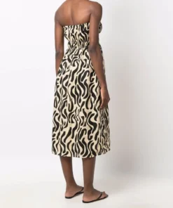 Faithfull The Brand Black And Beige 'Contessa' Midi Dress Clothing