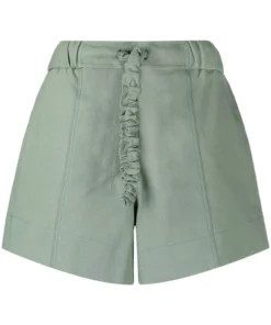 Ganni Green 'Crinkled Drawstring Detail Shorts'
