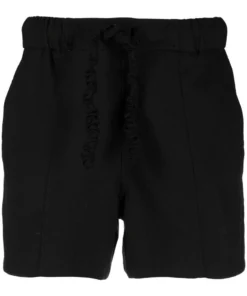 Ganni Black 'Crinkled Drawstring Detail Shorts'