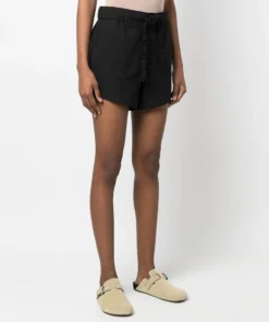 Ganni Black 'Crinkled Drawstring Detail Shorts'