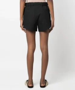 Ganni Black 'Crinkled Drawstring Detail Shorts'