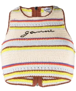 Ganni 'Crochet Striped Bikini Top'
