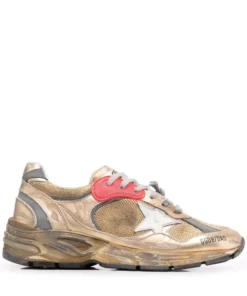 Golden Goose Shoes ‘Dad-Star’ Distressed Gold Sneakers