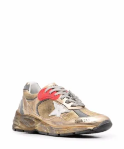 Golden Goose Shoes ‘Dad-Star’ Distressed Gold Sneakers