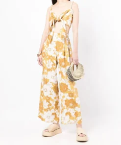 Faithfull The Brand 'Dafnica' Floral Tie Front Crop Top