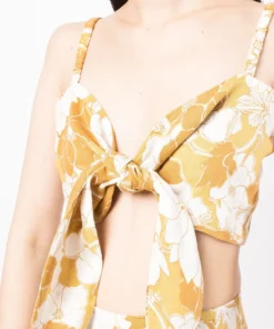 Faithfull The Brand 'Dafnica' Floral Tie Front Crop Top