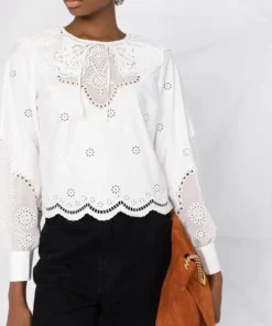 Self Portrait 'Daisy' Cotton Broderie Anglaise Shirt New In