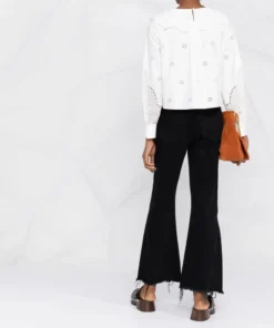 Self Portrait 'Daisy' Cotton Broderie Anglaise Shirt New In