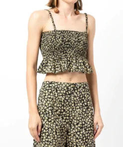 Faithfull The Brand ‘Damita’ Shirred Floral Crop Top