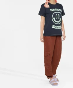 Ganni New In Dark Blue 'Smiley Hotel T-shirt'