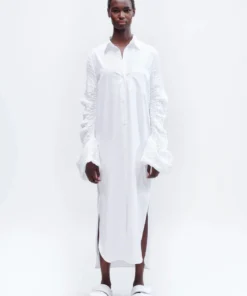 DRIES VAN NOTEN 'Dayla' Draped Smock Sleeve Shirt Dress Clothing