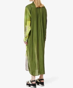 DRIES VAN NOTEN 'Dayley' Green Printed Shirt Dress Clothing