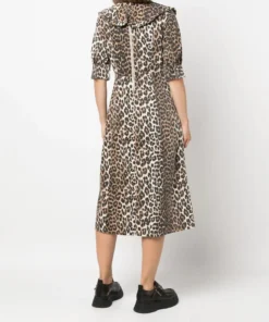 Ganni 'Denim Leopard Midi Dress'