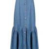 Ganni 'Denim Ruffled Hem Maxi Skirt'