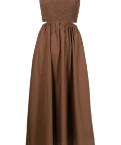 Faithfull The Brand New In Brown 'Deva' Strapless Dress