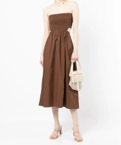 Faithfull The Brand New In Brown 'Deva' Strapless Dress