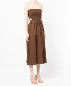 Faithfull The Brand New In Brown 'Deva' Strapless Dress