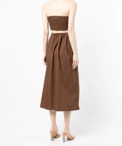 Faithfull The Brand New In Brown 'Deva' Strapless Dress