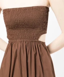Faithfull The Brand New In Brown 'Deva' Strapless Dress
