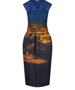 Bernard Boutique 22 DRIES VAN NOTEN Clothing 'Dorba' Cityscape Midi Dress