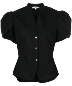 Vince New In Black 'Draped Puff Sleeve Blouse'