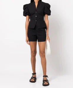 Vince New In Black 'Draped Puff Sleeve Blouse'