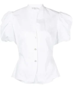 Vince White'Draped Puff Sleeve Blouse'