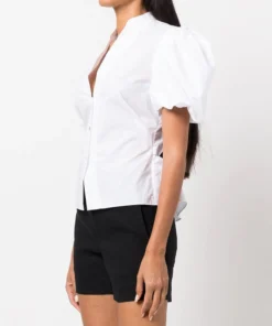 Vince White 'Draped Puff Sleeve Blouse'