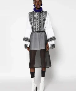 DRIES VAN NOTEN Black ‘Sola’ Sheer Midi Skirt