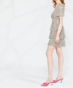 Self Portrait 'Embroidered Blossom Tiered Mini Dress' Clothing