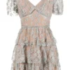 Self Portrait 'Embroidered Blossom Tiered Mini Dress' Clothing