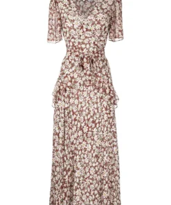 Rixo London Brown ‘Evie’ Floral Midaxi Dress