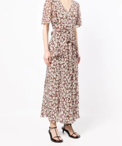 Rixo London Brown ‘Evie’ Floral Midaxi Dress