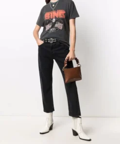 Anine Bing Faded Black 'Vintage Bing Eagle T-Shirt' Clothing