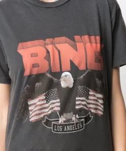 Anine Bing Faded Black 'Vintage Bing Eagle T-Shirt' Clothing