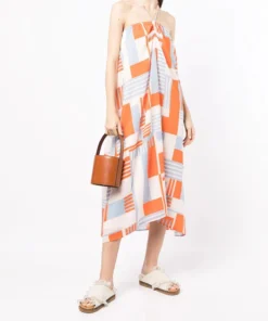 Faithfull The Brand Abstract Printed 'Asturias' Halterneck Midi Dress Clothing