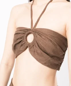 Faithfull The Brand Clothing Brown 'Cyprus' Halterneck Bralette Top