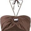 Faithfull The Brand Clothing Brown 'Cyprus' Halterneck Bralette Top