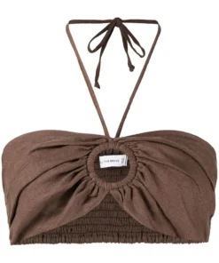 Faithfull The Brand Clothing Brown'Cyprus' Halterneck Bralette Top