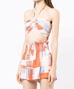 Faithfull The Brand Abstract Printed 'Cyprus' Halterneck Bralette Top