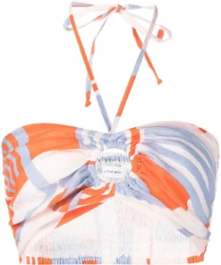 Faithfull The Brand Abstract Printed 'Cyprus' Halterneck Bralette Top