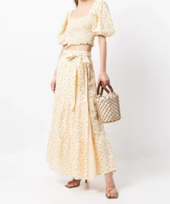 Faithfull The Brand 'Robina' Shirred Floral Crop Top