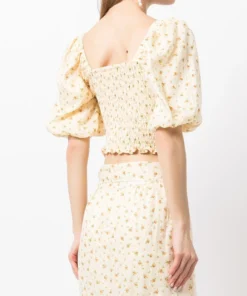 Faithfull The Brand 'Robina' Shirred Floral Crop Top