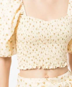 Faithfull The Brand 'Robina' Shirred Floral Crop Top