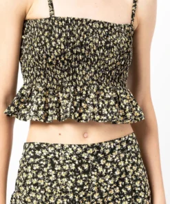 Faithfull The Brand ‘Damita’ Shirred Floral Crop Top