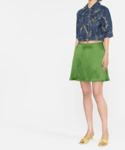 Ganni New In 'Floral Embroidered Cropped Denim Jacket'