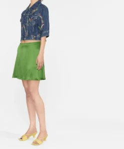 Ganni New In 'Floral Embroidered Cropped Denim Jacket'