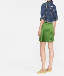 Ganni New In 'Floral Embroidered Cropped Denim Jacket'